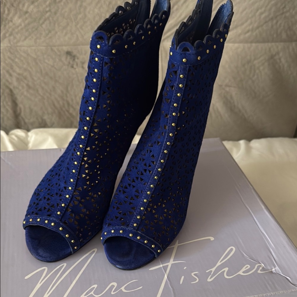 Marc Fisher Women's Blue Peep-Toe Booties